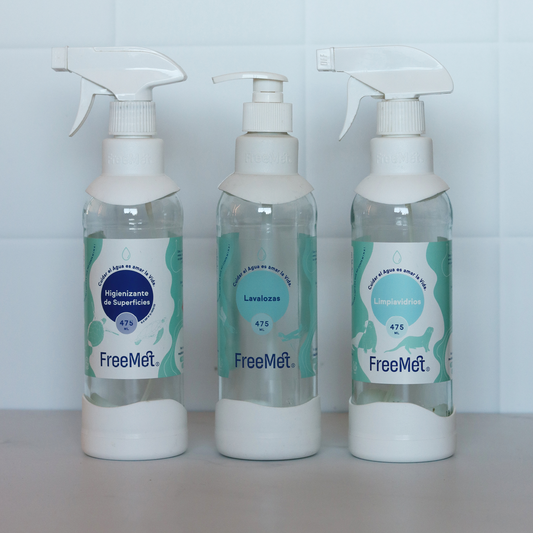 3 Botellas RefillMe Lavalozas + Limpiavidrios + Higienizante